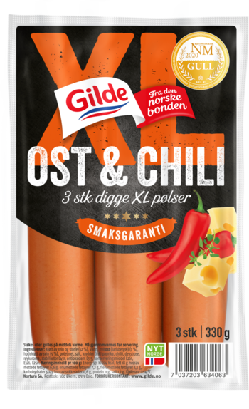 Gilde Grillpølse XL Ost & Chili