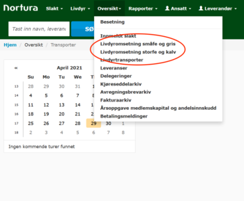 Livdyromsetning skjermdump