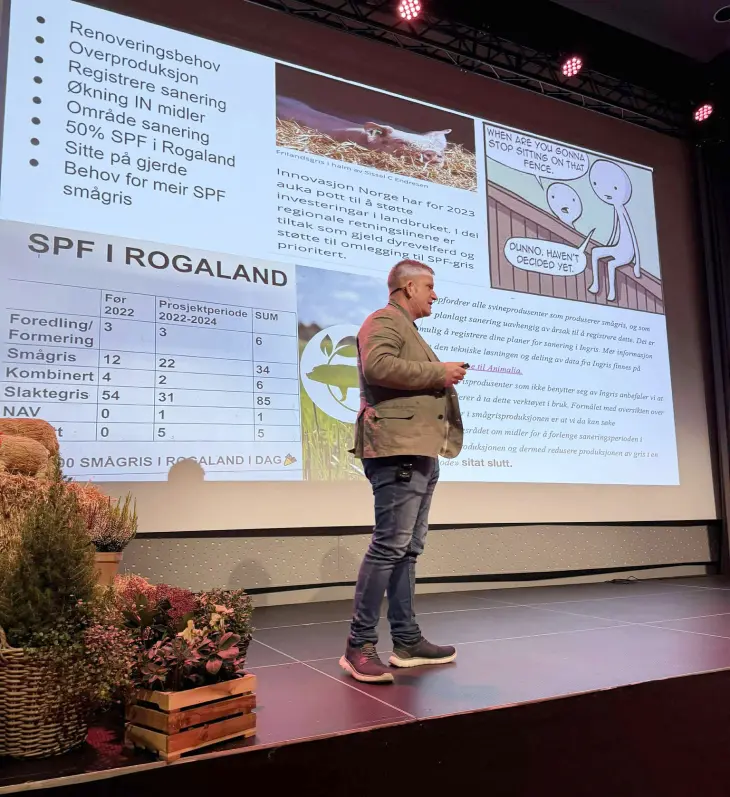 Bjørn Ståle Bekkeheien, svineprodusent. Foto: Gris i '25