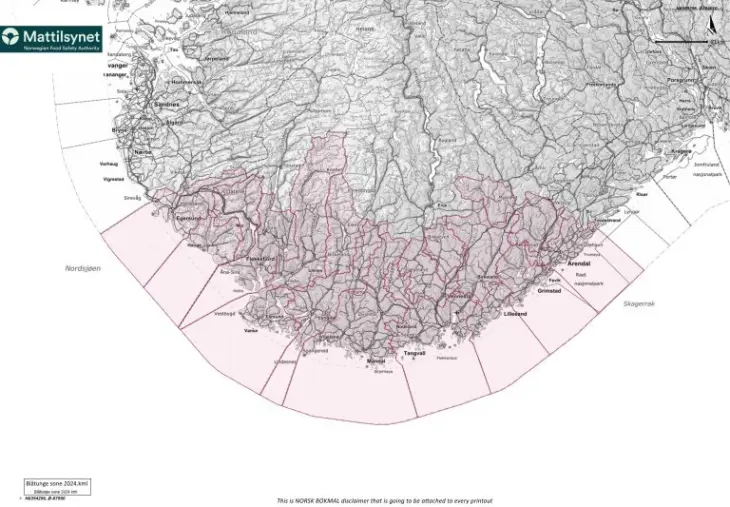 Tiltakssoner - kart Mattilsynet