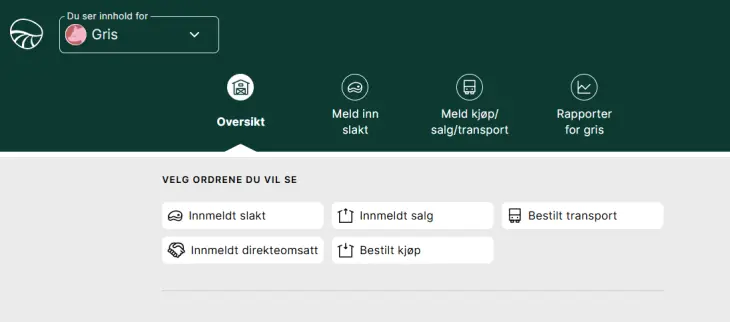 Visning meny Gris fra Min Side